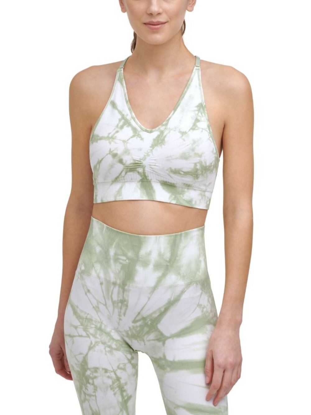 DKNY Womens Activewear Seamless Tie Dye Racerback Sports Bra